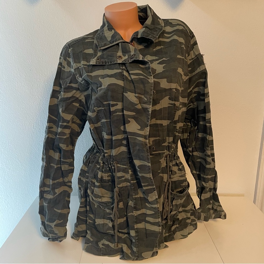 Torrid Green Camouflage Utility Jacket with bead accents